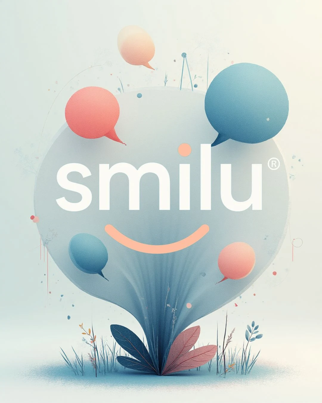 Smilu illustration with soft coloured speech bubbles